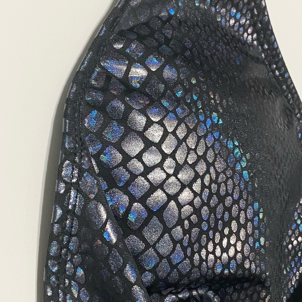 NWOT Metallic Black Snakeskin Cutout Swimsuit - Picture 8 of 12